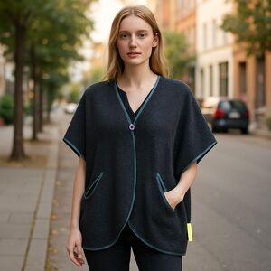 #20 Sympli Black Boucle Short Sleeve Lightweight Sweater 14 NWT